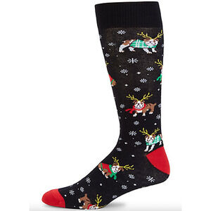 Christmas Socks Bulldog Dog Black Pet Snowflakes Holiday Stocking Stuffers